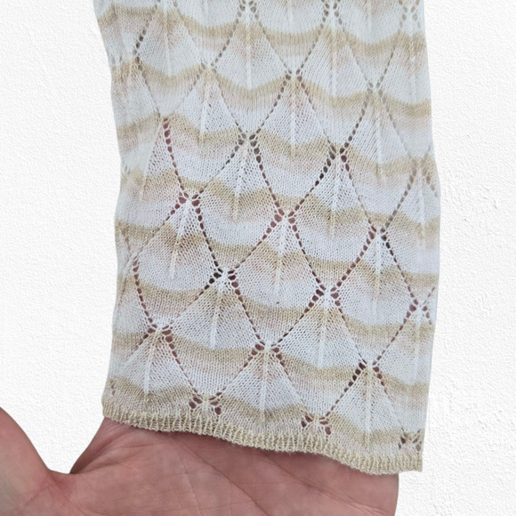 J.McLaughlin Beige Open Front Knit Cardigan Diamond Knit Sweater Size Small - Picture 9 of 10